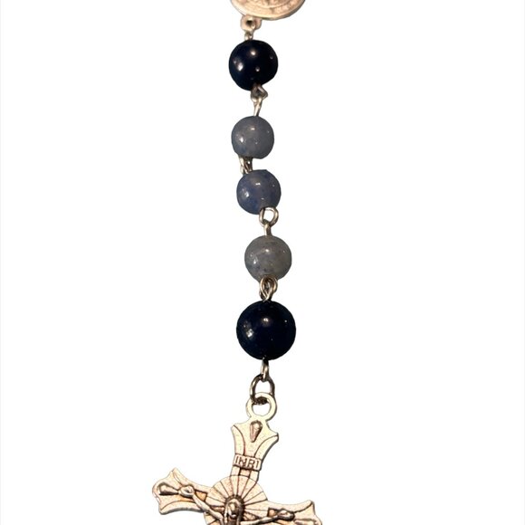 Blue Speckled St. Benedict Catholic Rosary - Picture 2 of 7